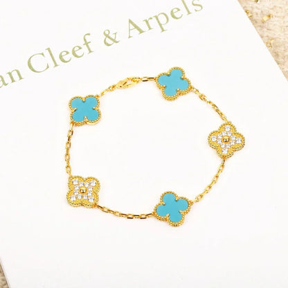 [Vintora] CLOVER 5 MOTIF TURQUOISE BRACELET COLLECTION