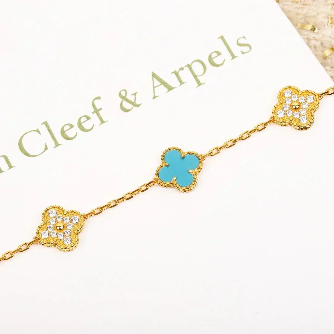 [Vintora] CLOVER 5 MOTIF TURQUOISE BRACELET COLLECTION