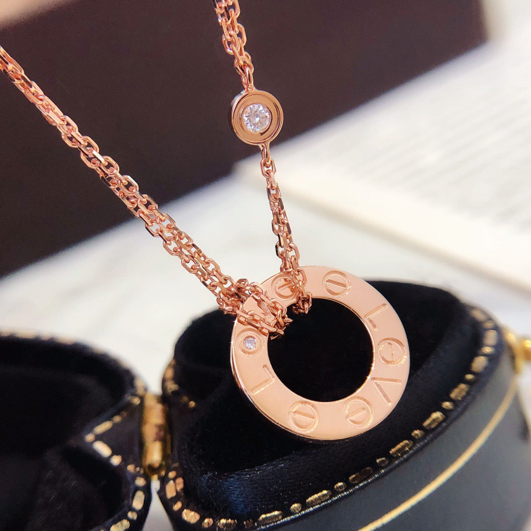 [Vintora]LOVE NECKLACE 16MM 2 DIAMONDS