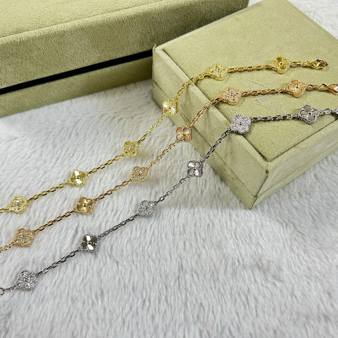 [Vintora]CLOVER 6 MOTIF DIAMOND LASER BRACELET-w