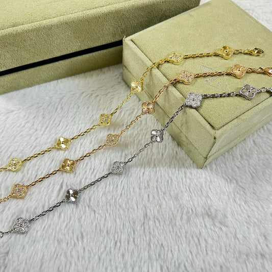 [Vintora]CLOVER 6 MOTIF DIAMOND LASER BRACELET-w