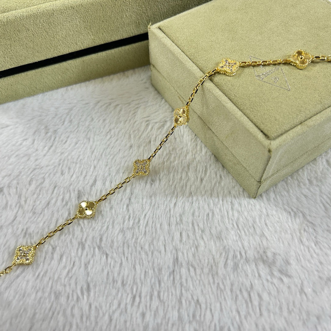 [Vintora]CLOVER 6 MOTIF DIAMOND LASER BRACELET-w