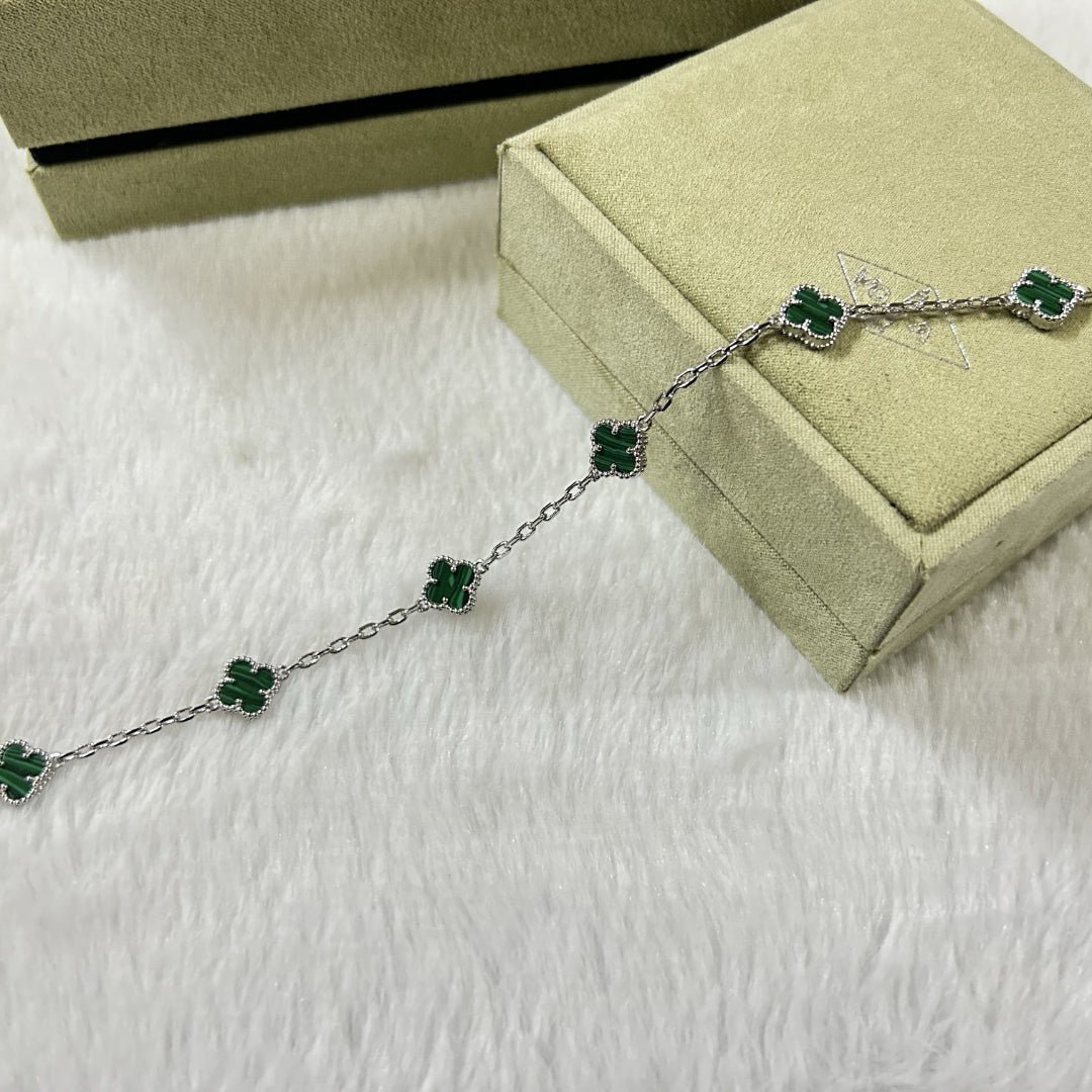 [Vintora]CLOVER 6 MOTIF MALACHITE BRACELET-w