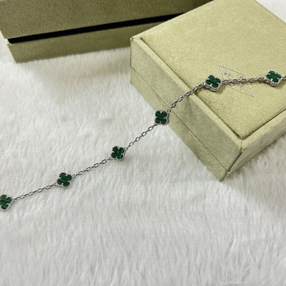 [Vintora]CLOVER 6 MOTIF MALACHITE BRACELET-w