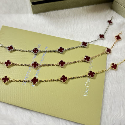 [Vintora]CLOVER 6 MOTIF RED AGATE BRACELET-w