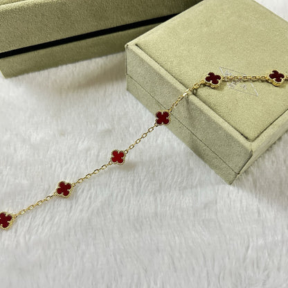 [Vintora]CLOVER 6 MOTIF RED AGATE BRACELET-w