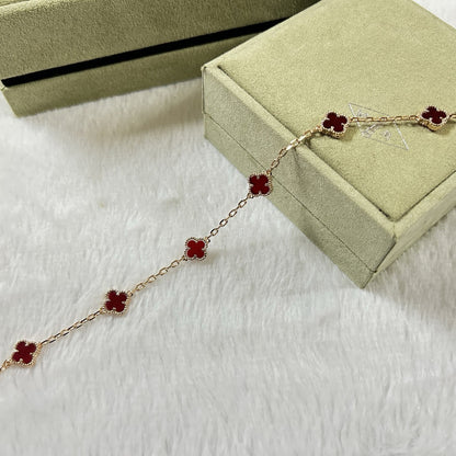 [Vintora]CLOVER 6 MOTIF RED AGATE BRACELET-w