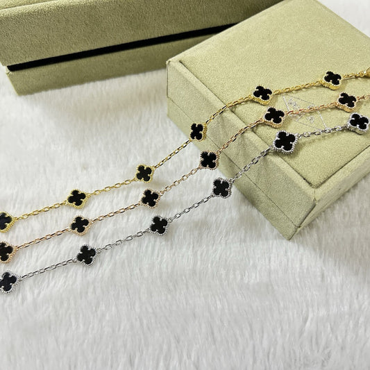 [Vintora]CLOVER 6 MOTIF  ONYXS BRACELET-w