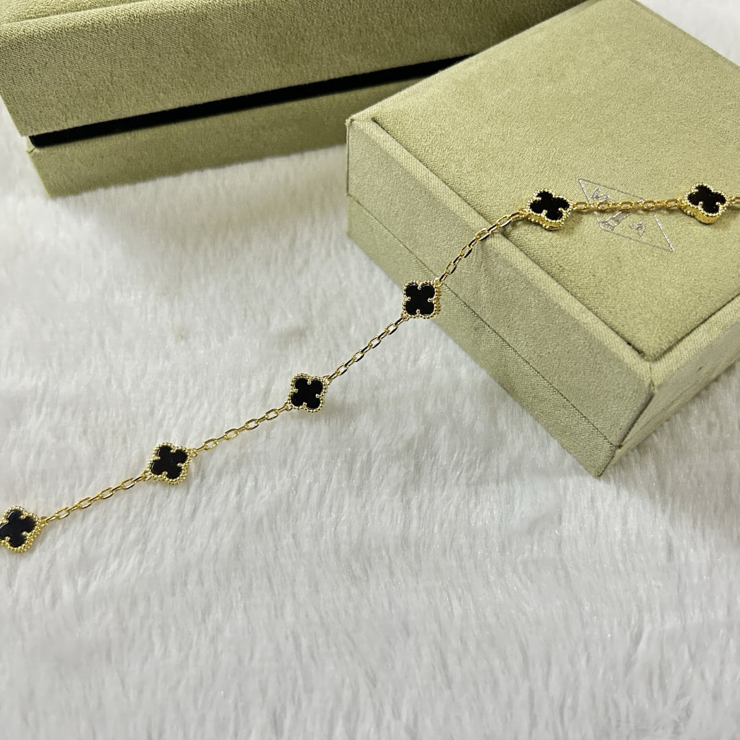 [Vintora]CLOVER 6 MOTIF  ONYXS BRACELET-w