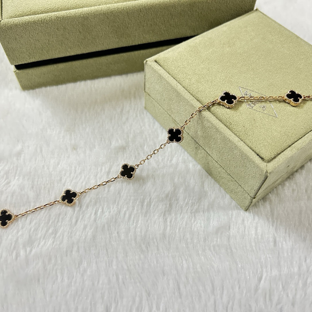 [Vintora]CLOVER 6 MOTIF  ONYXS BRACELET-w
