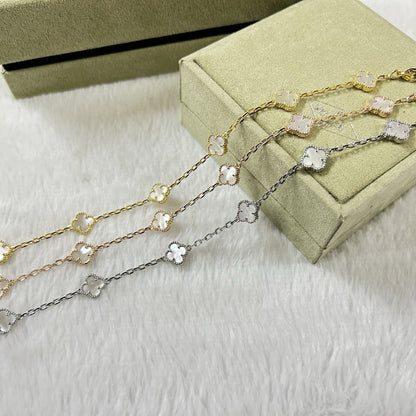 [Vintora]CLOVER 6 MOTIF WHITE MOP BRACELET-w