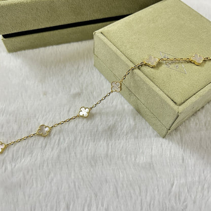 [Vintora]CLOVER 6 MOTIF WHITE MOP BRACELET-w