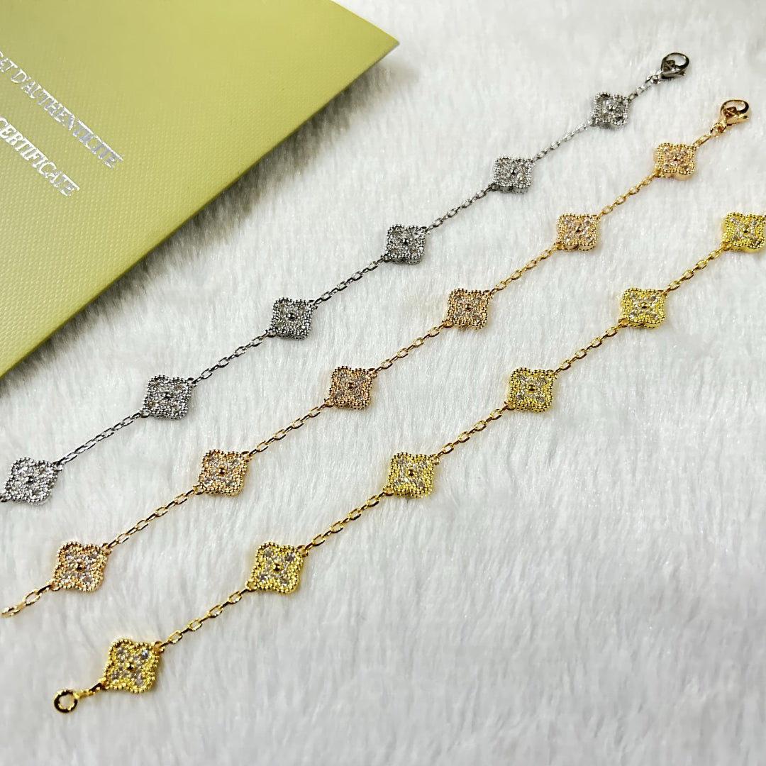 [Vintora]CLOVER 6 MOTIF DIAMOND BRACELET