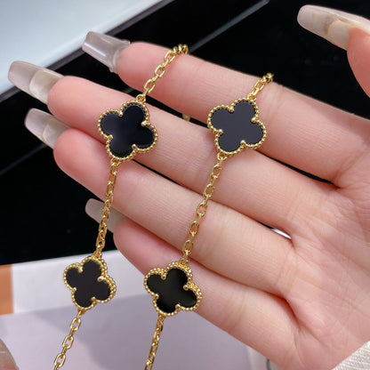 [Vintora]CLOVER 10 MOTIFS ONYX NECKLACE