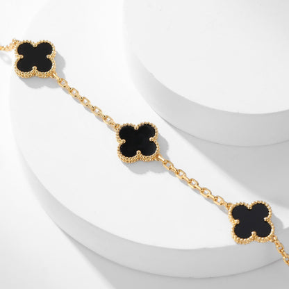 [Vintora]CLOVER 10 MOTIFS ONYX NECKLACE