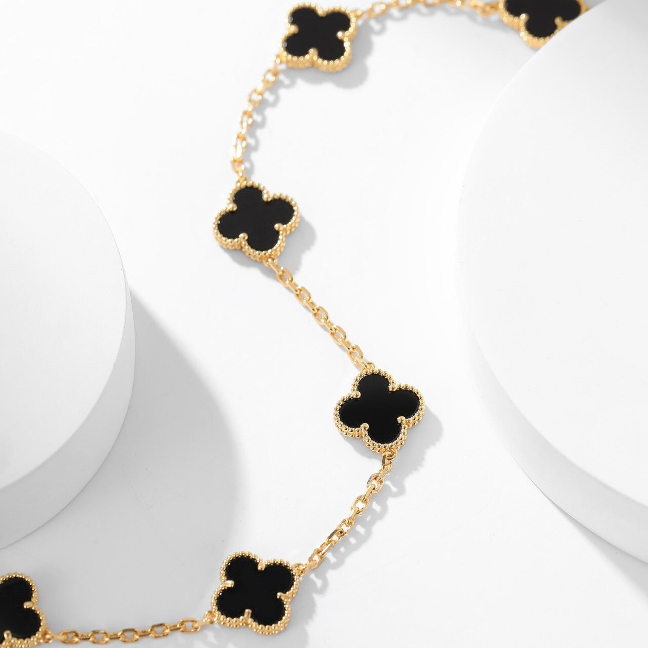 [Vintora]CLOVER 10 MOTIFS ONYX NECKLACE