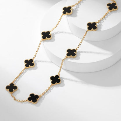 [Vintora]CLOVER 10 MOTIFS ONYX NECKLACE