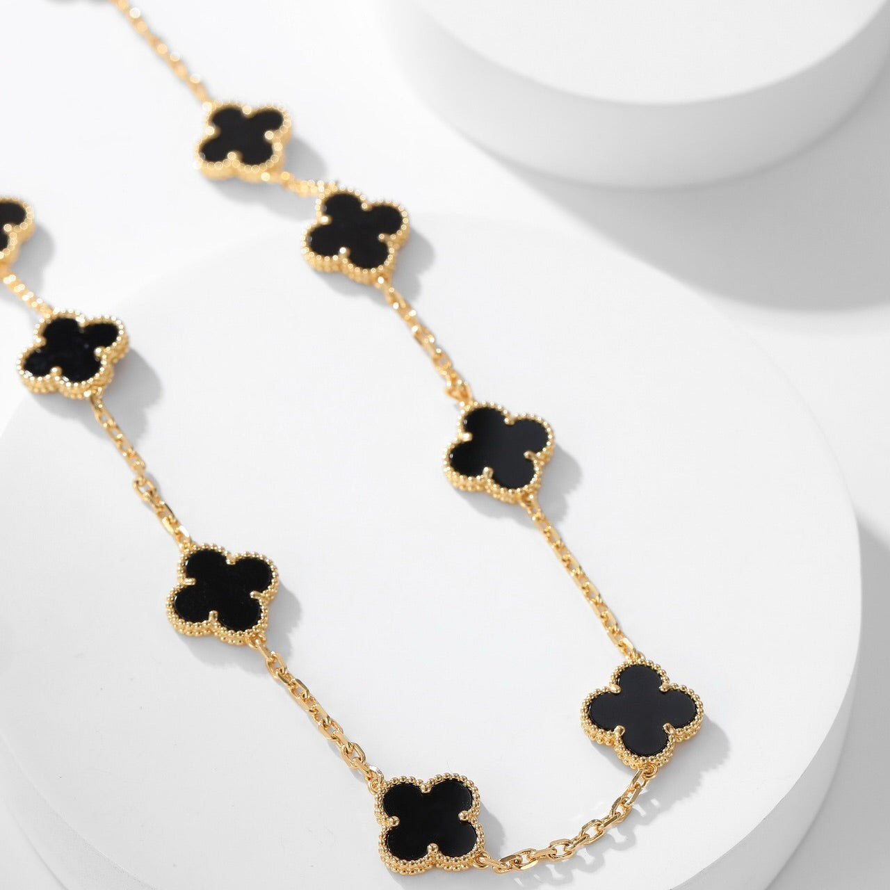 [Vintora]CLOVER 10 MOTIFS ONYX NECKLACE