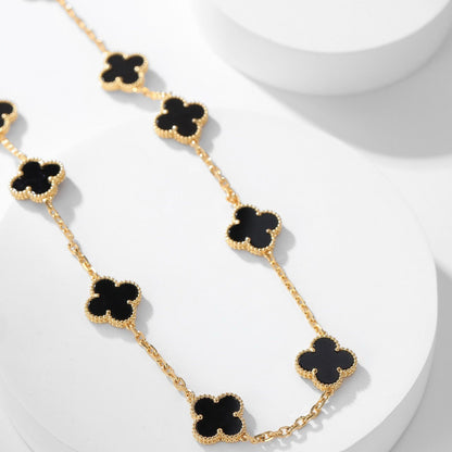 [Vintora]CLOVER 10 MOTIFS ONYX NECKLACE