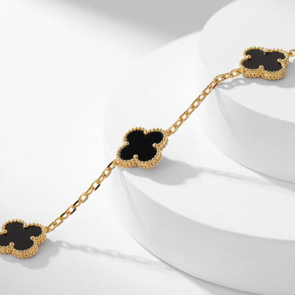 [Vintora]CLOVER 10 MOTIFS ONYX NECKLACE