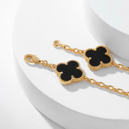 [Vintora]CLOVER 10 MOTIFS ONYX NECKLACE