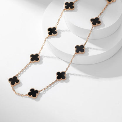[Vintora]CLOVER 10 MOTIFS ONYX NECKLACE