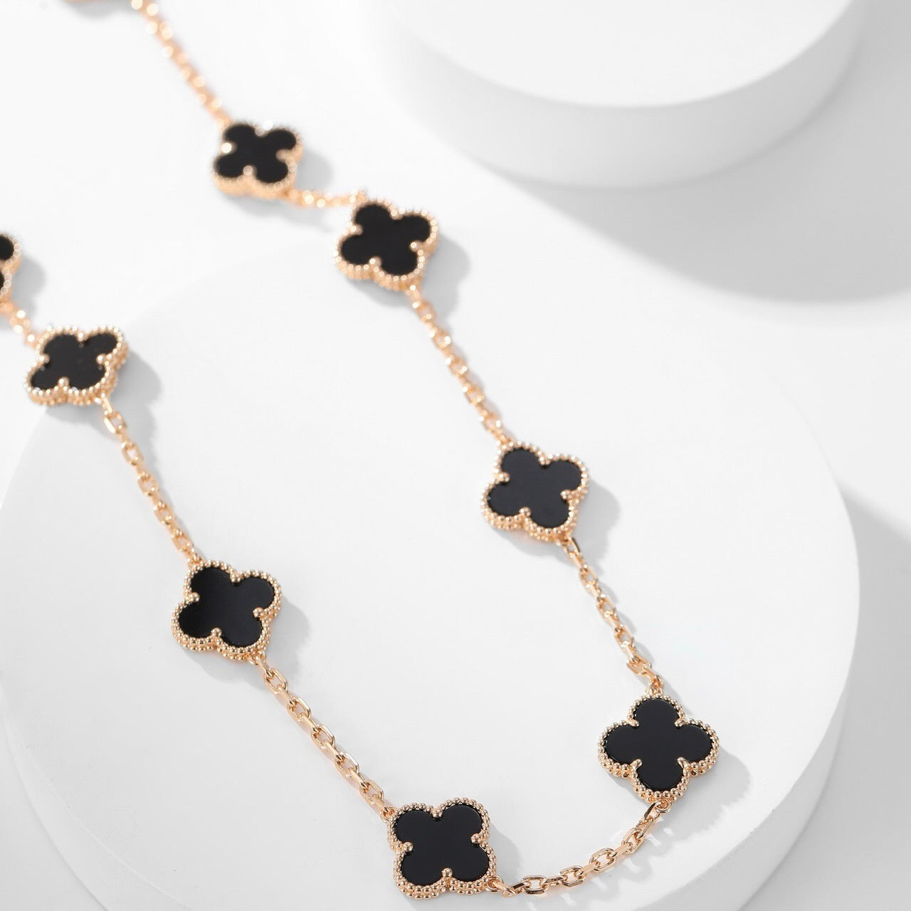 [Vintora]CLOVER 10 MOTIFS ONYX NECKLACE