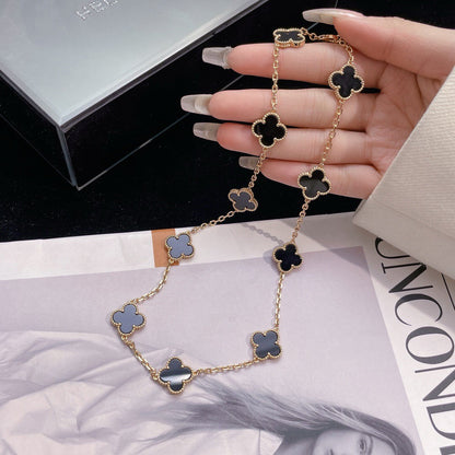 [Vintora]CLOVER 10 MOTIFS ONYX NECKLACE