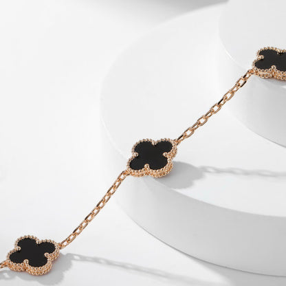[Vintora]CLOVER 10 MOTIFS ONYX NECKLACE