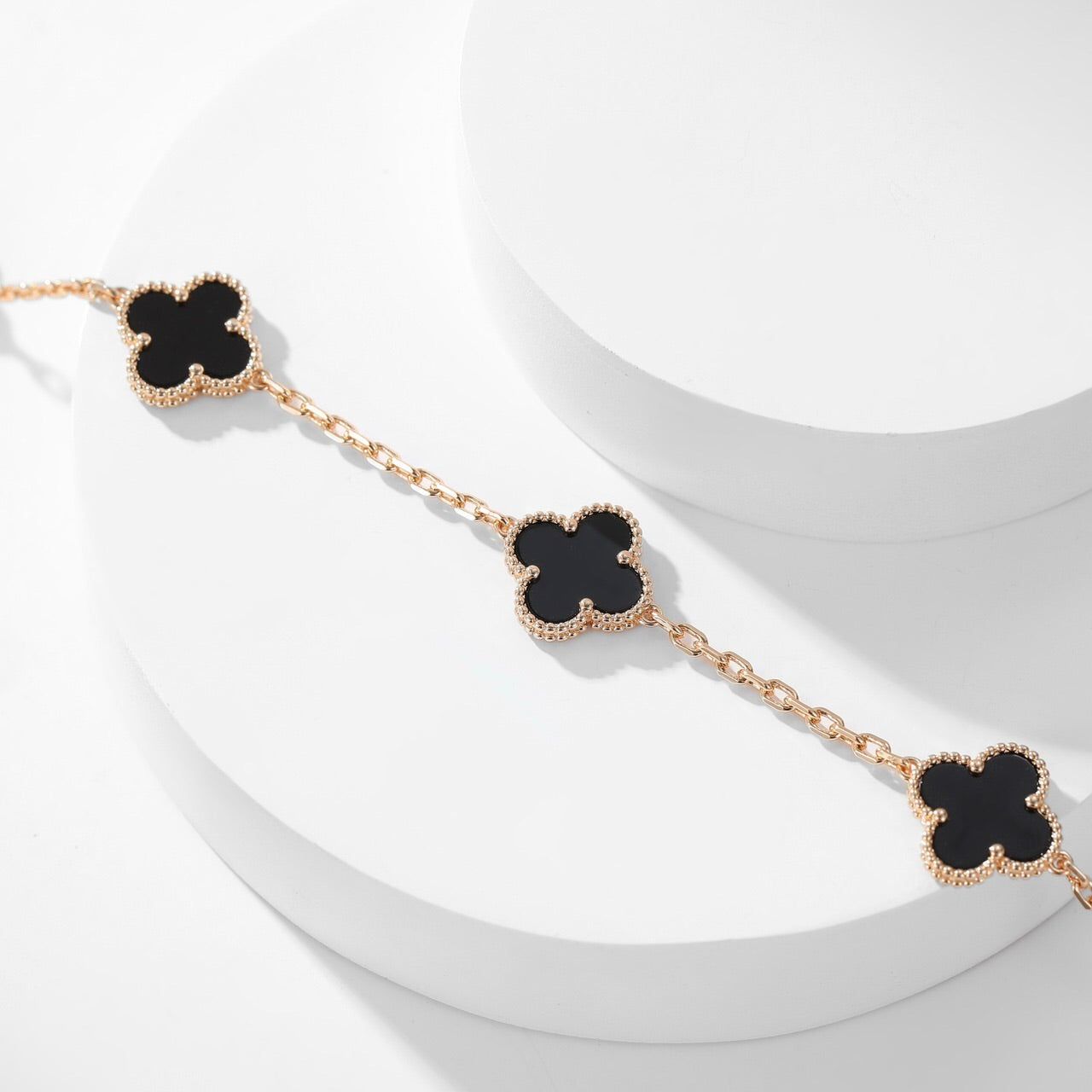 [Vintora]CLOVER 10 MOTIFS ONYX NECKLACE