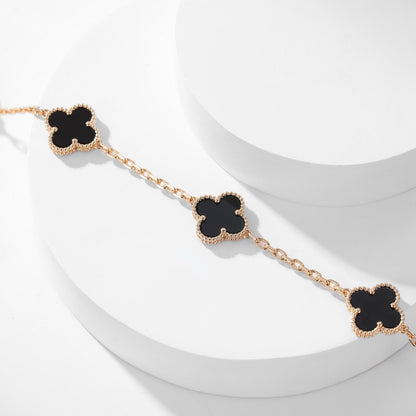[Vintora]CLOVER 10 MOTIFS ONYX NECKLACE