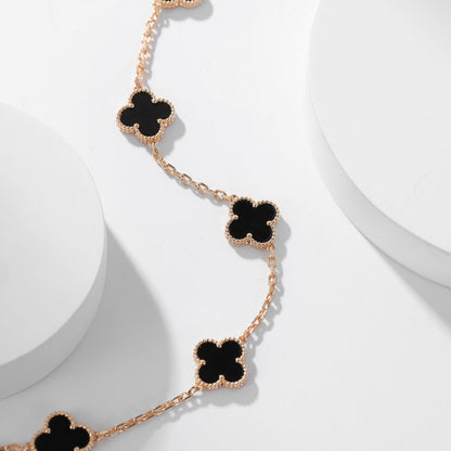 [Vintora]CLOVER 10 MOTIFS ONYX NECKLACE