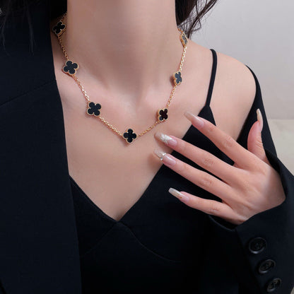 [Vintora]CLOVER 10 MOTIFS ONYX NECKLACE