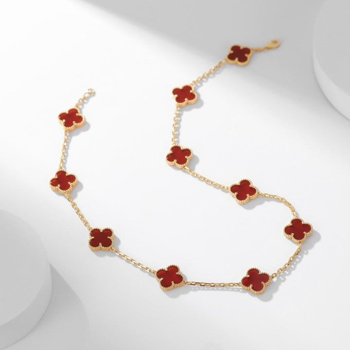 [Vintora]CLOVER 10 MOTIFS CARNELIAN NECKLACE