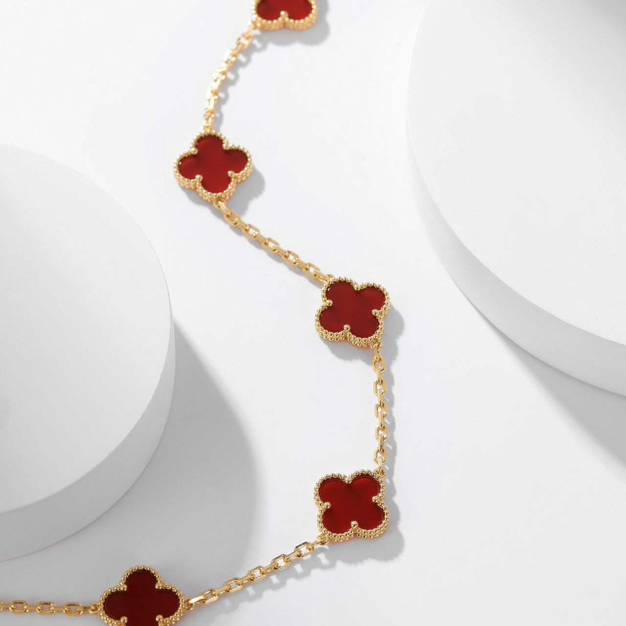 [Vintora]CLOVER 10 MOTIFS CARNELIAN NECKLACE