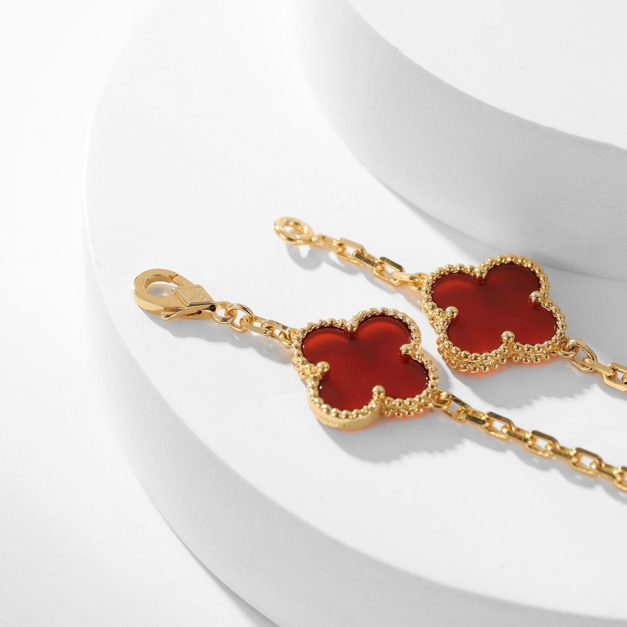 [Vintora]CLOVER 10 MOTIFS CARNELIAN NECKLACE