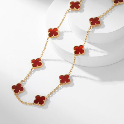[Vintora]CLOVER 10 MOTIFS CARNELIAN NECKLACE