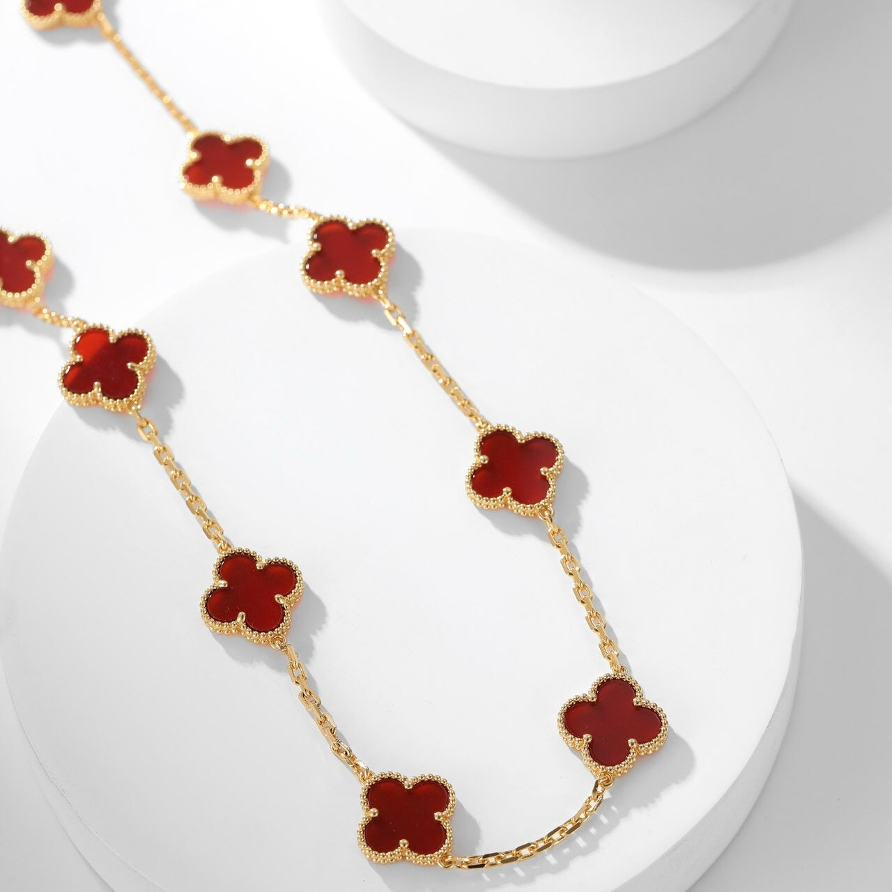 [Vintora]CLOVER 10 MOTIFS CARNELIAN NECKLACE