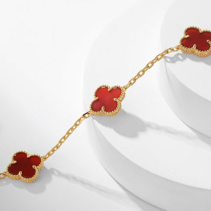 [Vintora]CLOVER 10 MOTIFS CARNELIAN NECKLACE