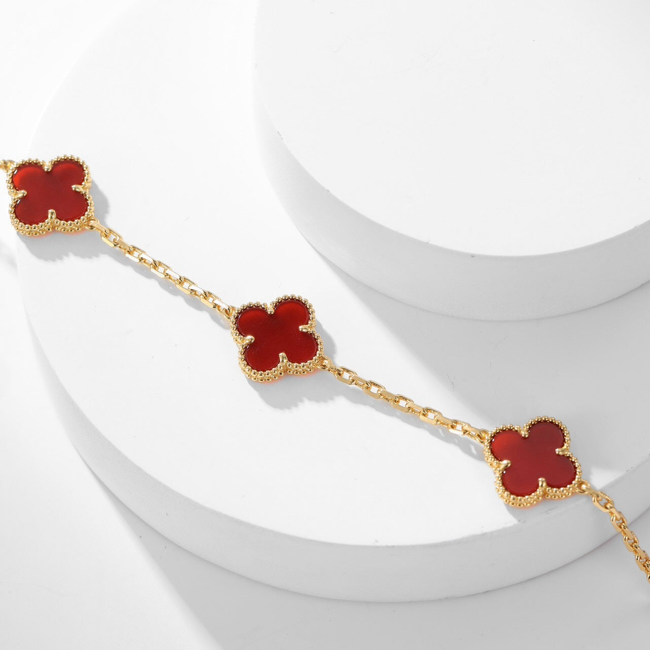 [Vintora]CLOVER 10 MOTIFS CARNELIAN NECKLACE