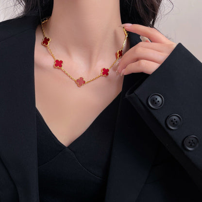 [Vintora]CLOVER 10 MOTIFS CARNELIAN NECKLACE