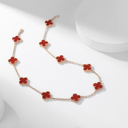 [Vintora]CLOVER 10 MOTIFS CARNELIAN NECKLACE