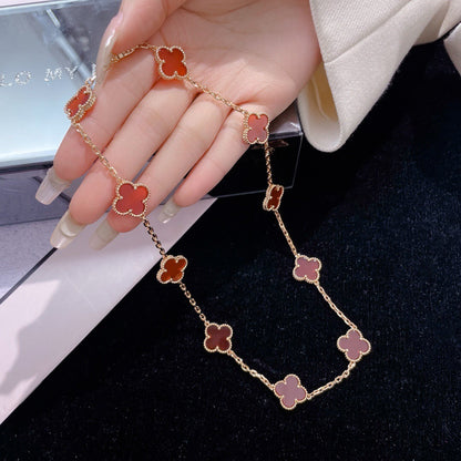 [Vintora]CLOVER 10 MOTIFS CARNELIAN NECKLACE
