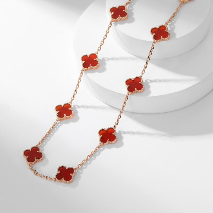 [Vintora]CLOVER 10 MOTIFS CARNELIAN NECKLACE
