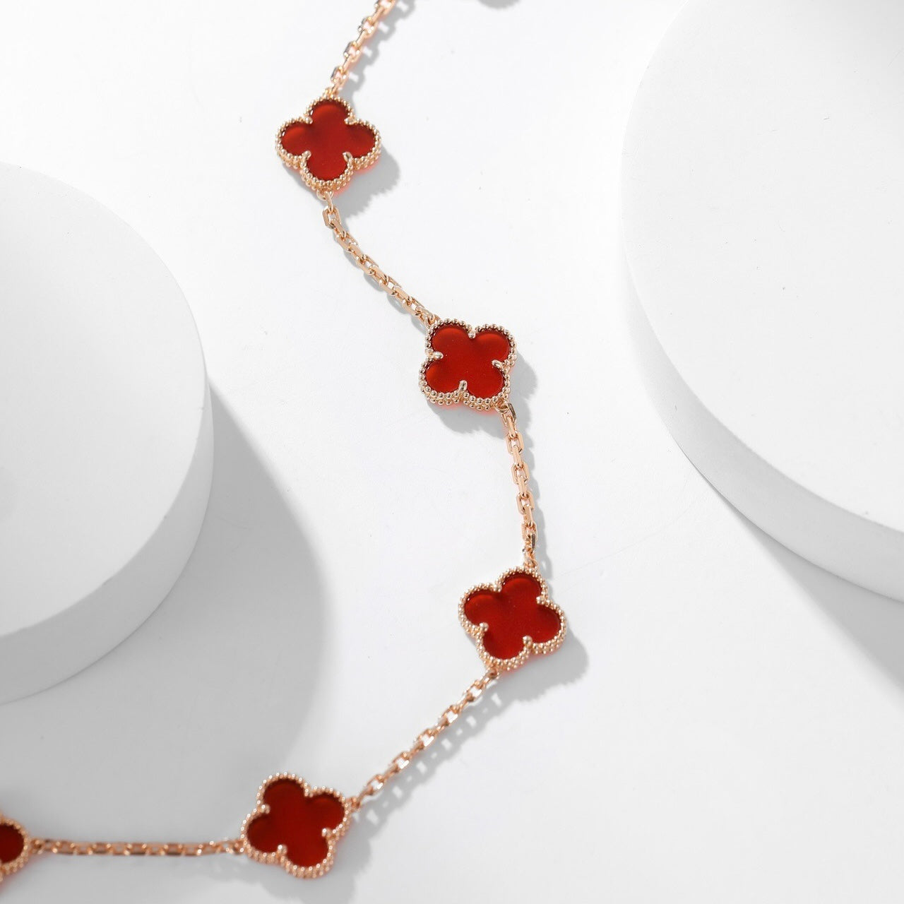 [Vintora]CLOVER 10 MOTIFS CARNELIAN NECKLACE