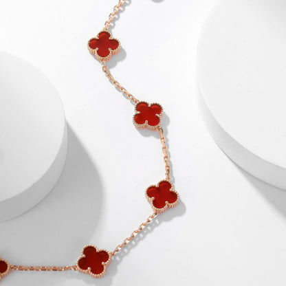 [Vintora]CLOVER 10 MOTIFS CARNELIAN NECKLACE