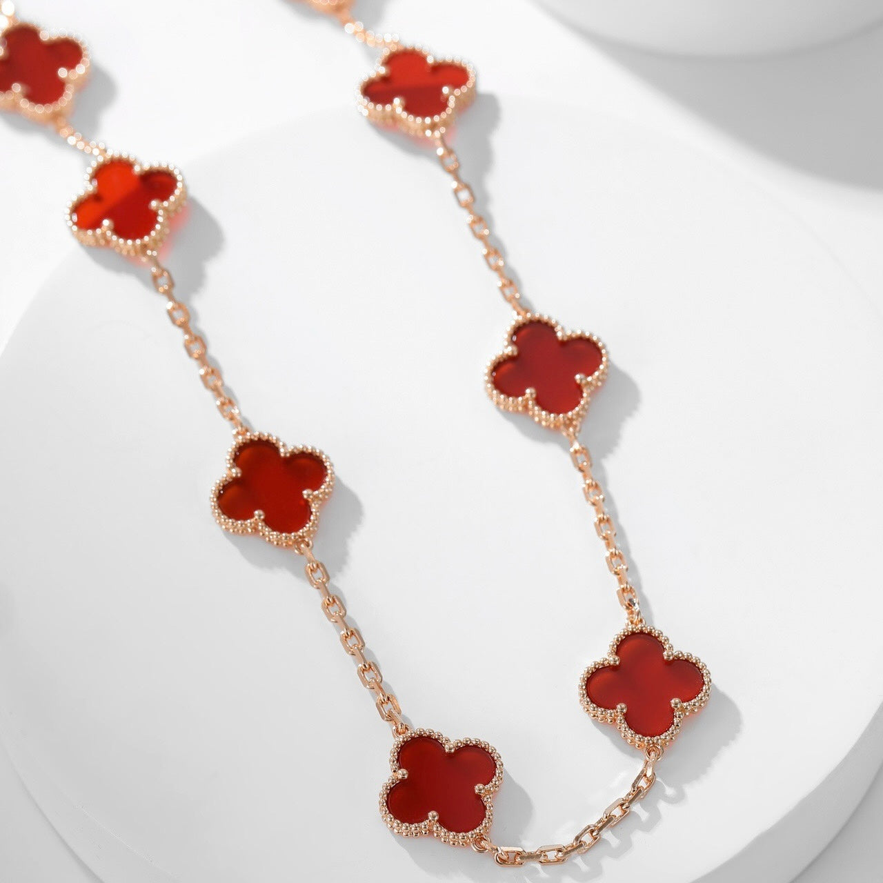 [Vintora]CLOVER 10 MOTIFS CARNELIAN NECKLACE