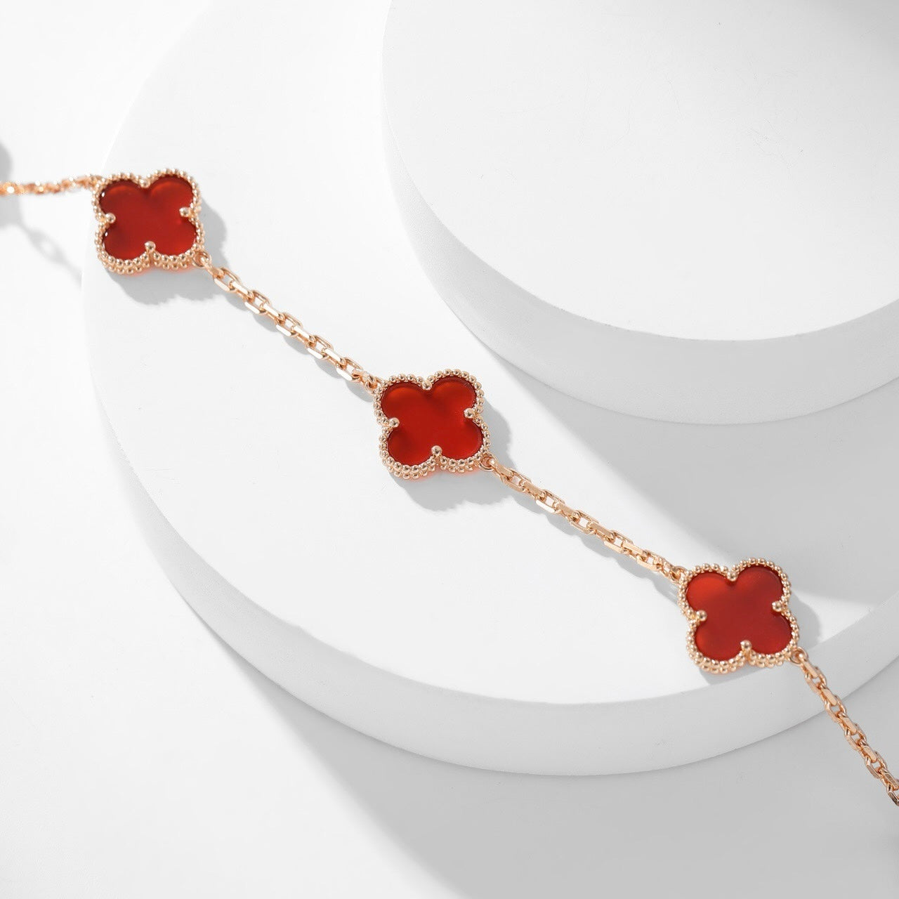 [Vintora]CLOVER 10 MOTIFS CARNELIAN NECKLACE