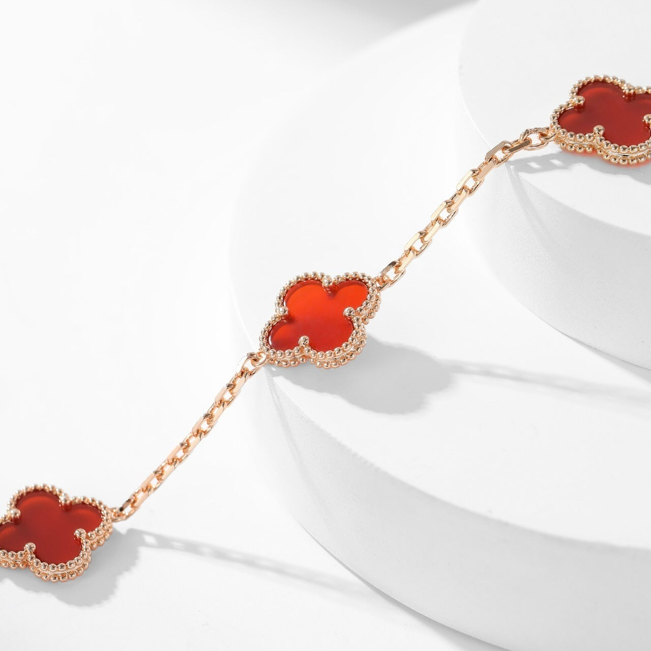 [Vintora]CLOVER 10 MOTIFS CARNELIAN NECKLACE