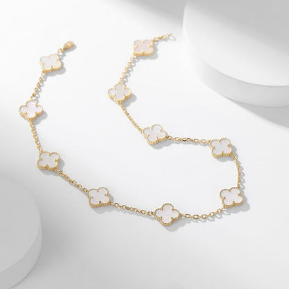 [Vintora]CLOVER 10 MOTIFS WHITE MOTHER OF PEARL NECKLACE